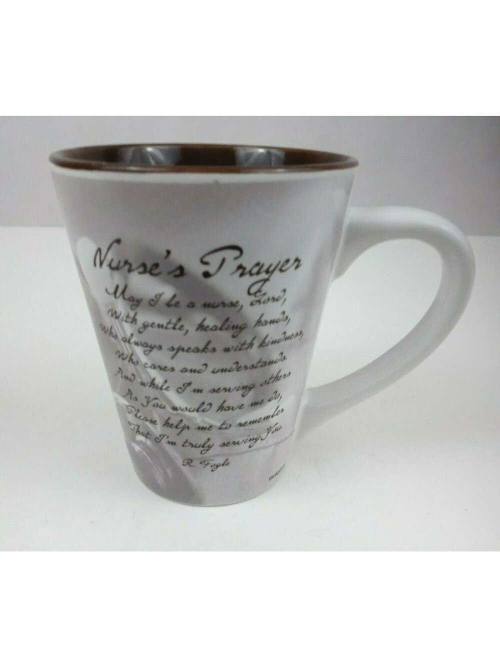 Dicksons Nurse's Prayer Brown & White Coffee Cup Mug 4.5" Tall